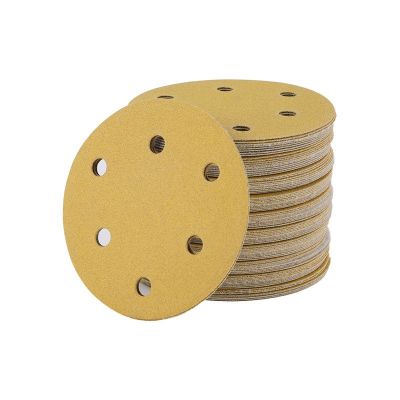 6寸17孔5寸6孔背绒砂纸150mm汽车油漆腻打磨圆盘砂纸干磨黄砂砂纸图4