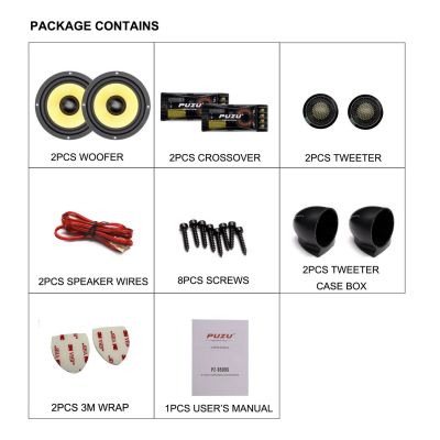 美国PUZU彪族6.5寸玻纤音盆汽车音响两分频套装喇叭180W输出功率图5