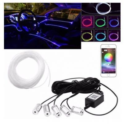 光纤led光导氛围灯七彩发光线 一拖五手机app车内仪表音乐气氛灯图4