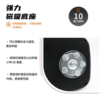 48LED车顶频闪灯 高能见度紧急安全警告LED迷你短排灯 带磁性底座图3