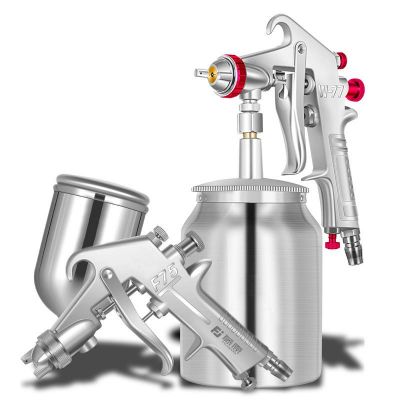 藤原W71气动喷枪W77家具油漆乳胶漆多孔高雾化喷壶上壶汽车喷漆枪图5