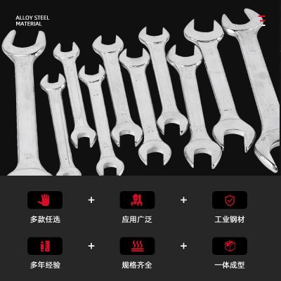 厂家直供高强度镀铬开口扳手 45#锻打呆扳手工具抛光梅花两用叉扳图3