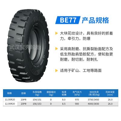 国宝工程轮胎花纹BE77全轮位矿花卡车轮胎11.00R20/1200R20货车胎图4