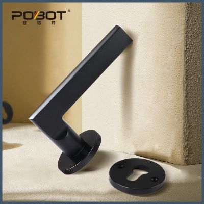 现代门锁室内卧室房门锁家用静音分体锁黑色木门锁门把手工程锁具图3