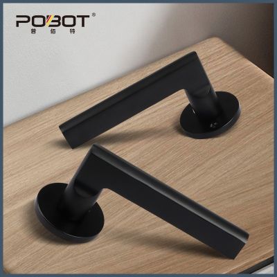 现代门锁室内卧室房门锁家用静音分体锁黑色木门锁门把手工程锁具图5