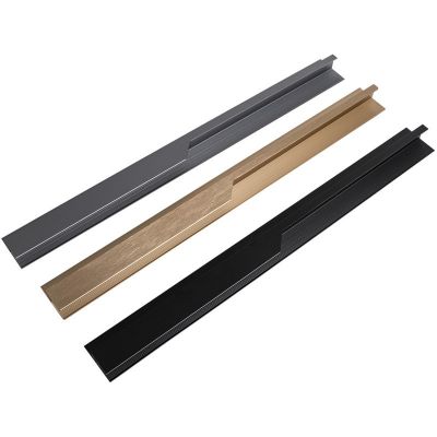 闪电衣柜拉手铝合金简约家具五金免开槽嵌入式柜门加长通顶门把手图5