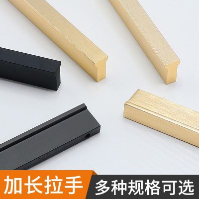 橱柜衣柜铝合金t型加长拉手简约家具五金黑色方形抽屉柜门把手图5