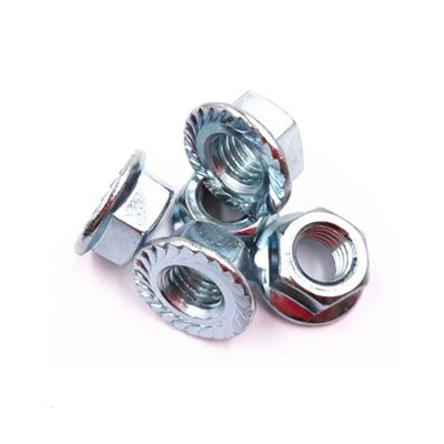 镀锌六角带齿防松防滑公英美制M3-M20细牙螺母 GB6177法兰面螺母图2