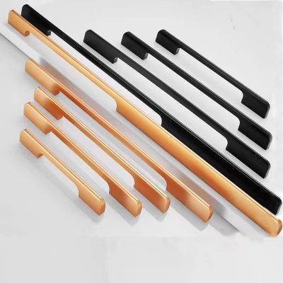 厂家直销现代简约铝合金拉手黑色金色鞋柜衣柜橱柜加长柜门拉手图5