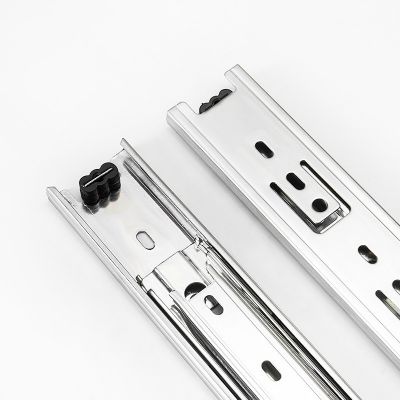 橱柜缓冲静音三节钢珠滑轨 衣柜镀锌冷轧钢三折抽屉轨道导轨图3