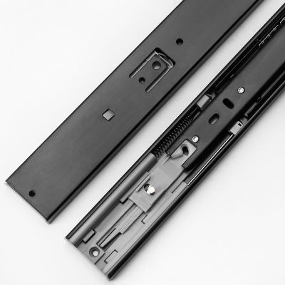 衣柜橱柜阻尼缓冲三节抽屉滑轨 电脑桌加厚静音三折钢珠轨道导轨图4