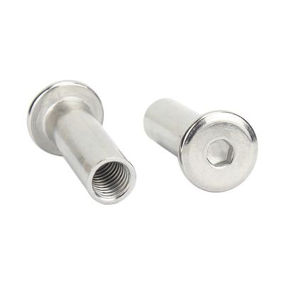 304不锈钢平头倒边内六角夹板螺母家具紧固件对锁螺母螺帽M4M5M6图5