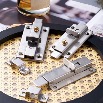 不锈钢自弹插销卧室酒店加厚明装门栓卫生间木门按钮防盗弹簧插销图2