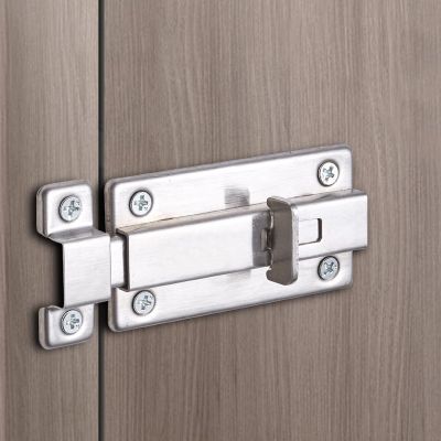 不锈钢自弹插销卧室酒店加厚明装门栓卫生间木门按钮防盗弹簧插销图4